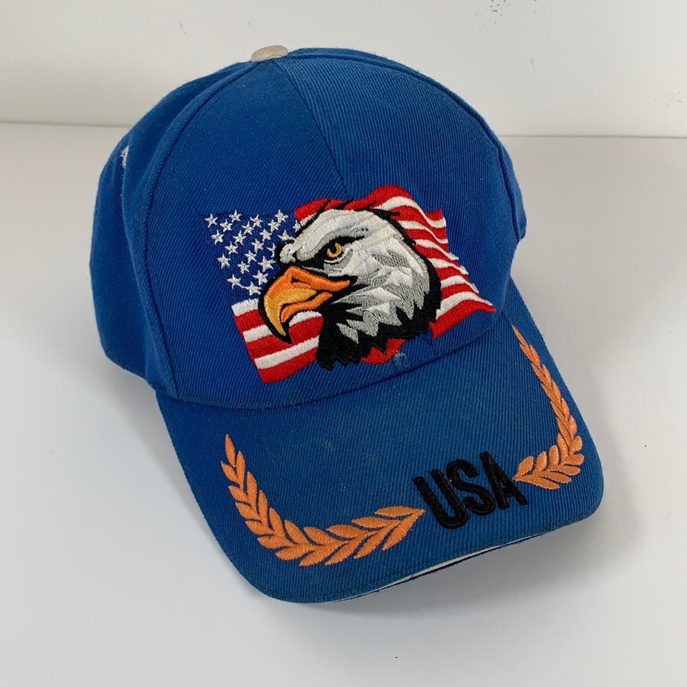 Kolob Patriotic USA Strapback Embroidered Eagle American Flag Wool Blend Hat Cap